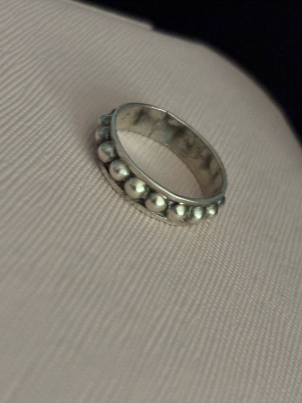 Sterling Silver Beaded Band Ring/Stacker